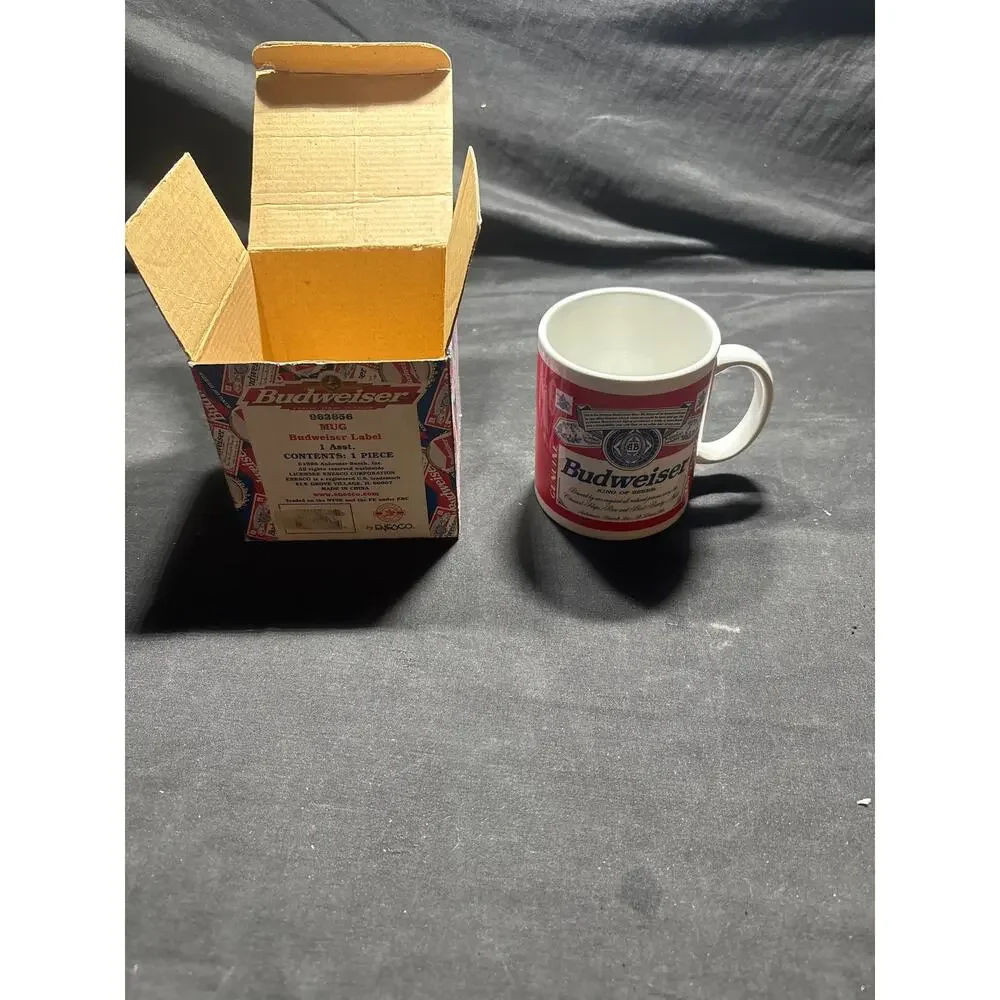 Vintage 1998 Enesco Budweiser Beer Label Mini Mug Ornament 962856